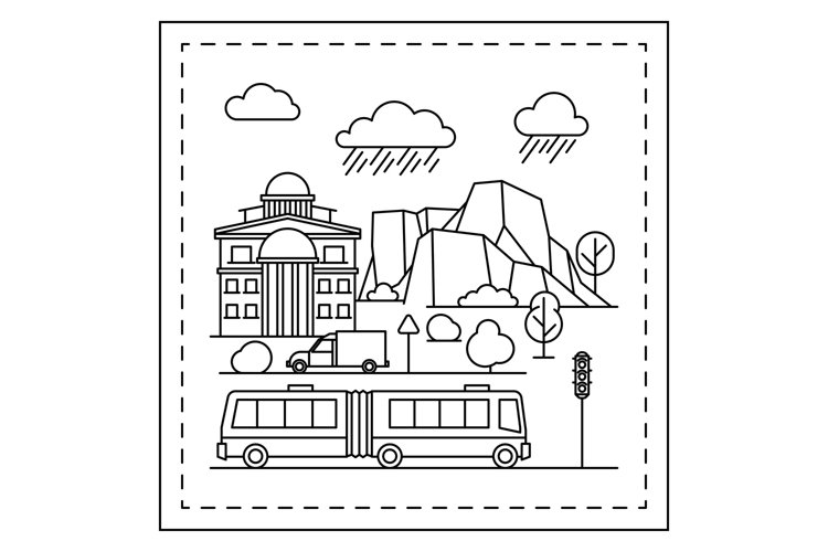 City coloring page for kids