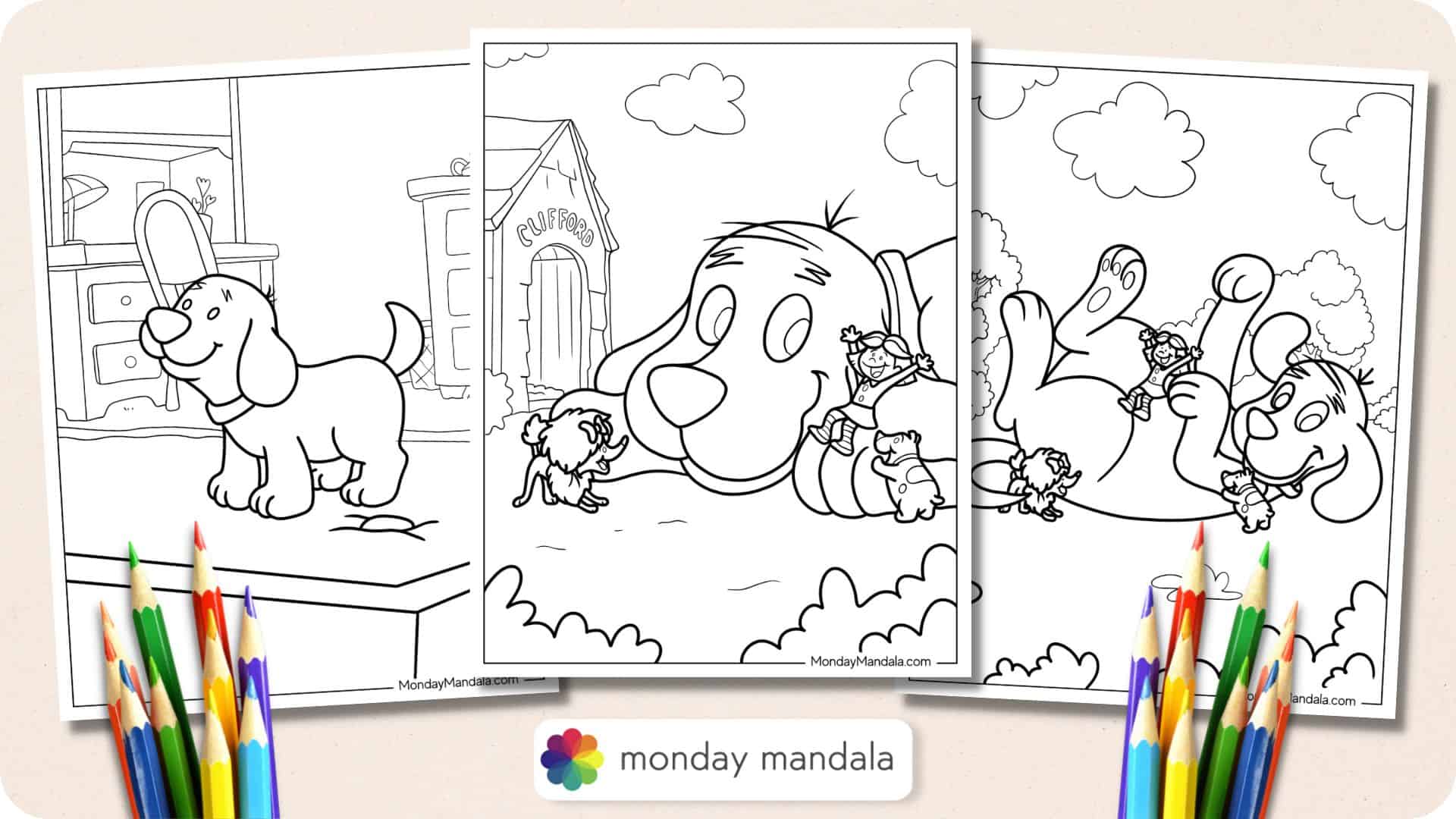 Clifford coloring pages free pdf printables