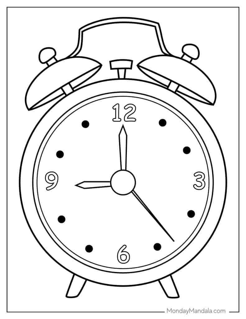 Clock coloring pages free pdf printables