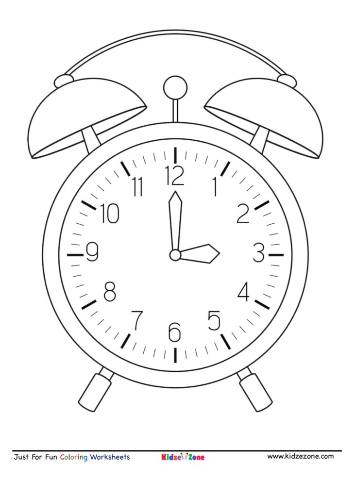 Clock cartoon coloring page
