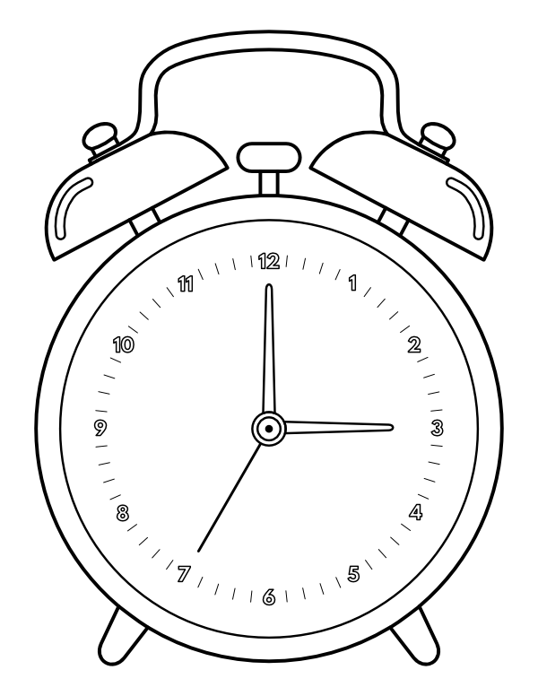 Printable alarm clock coloring page