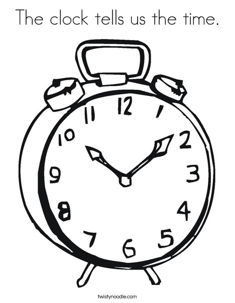 The clock tells us the time coloring page