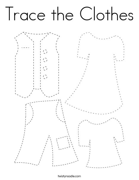 Trace the clothes coloring page