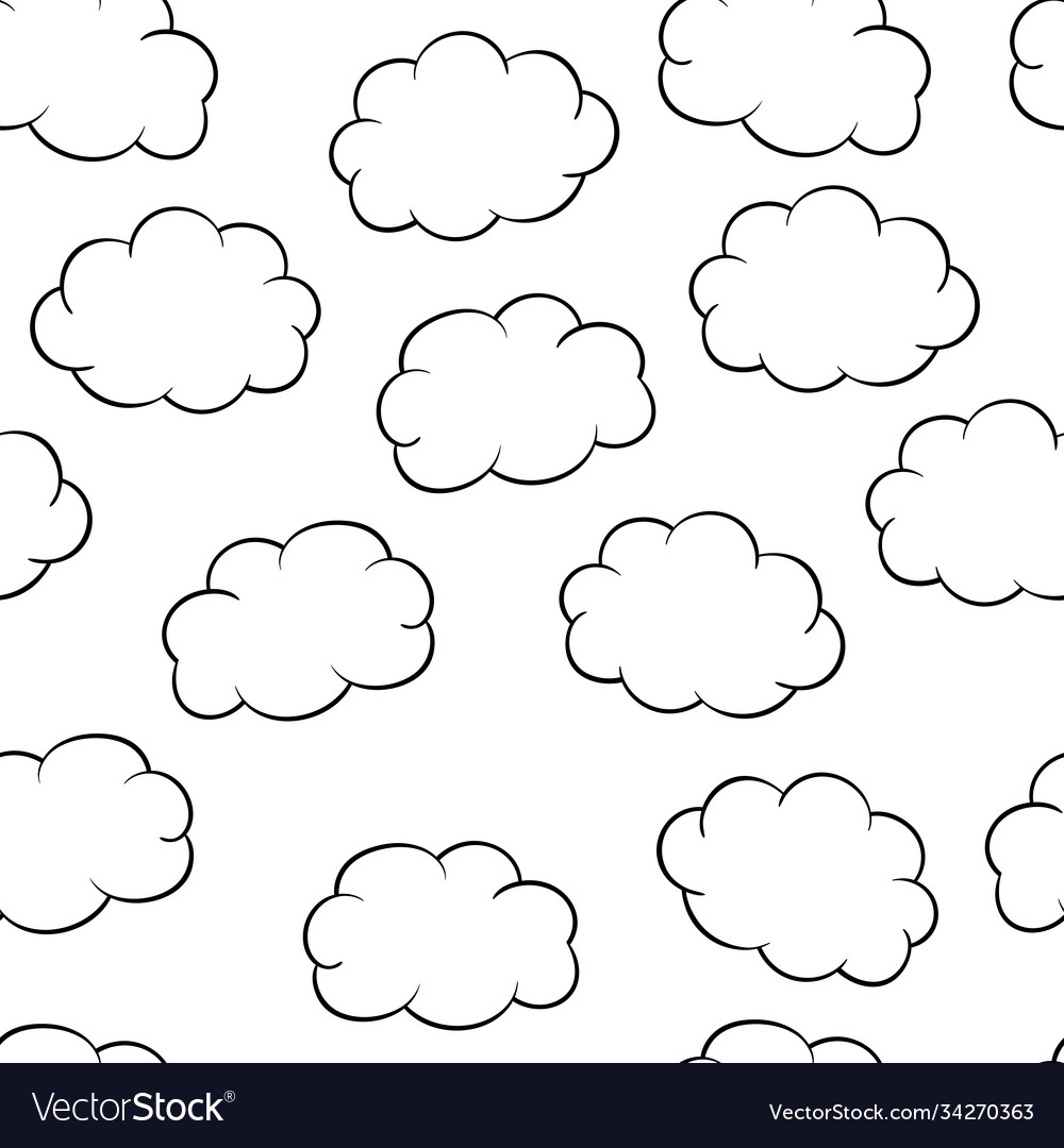 Seamless pattern with clouds coloring page vector image