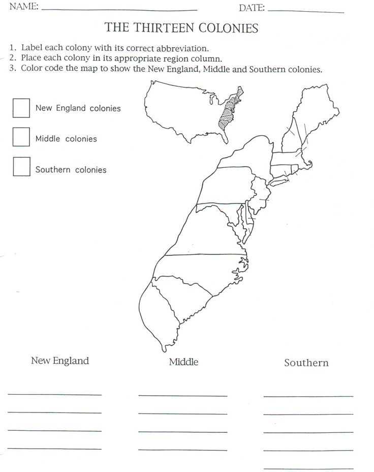 Colonies map to color and label although notice that they have maine listed as one of them this â colonies map social studies elementary map worksheets