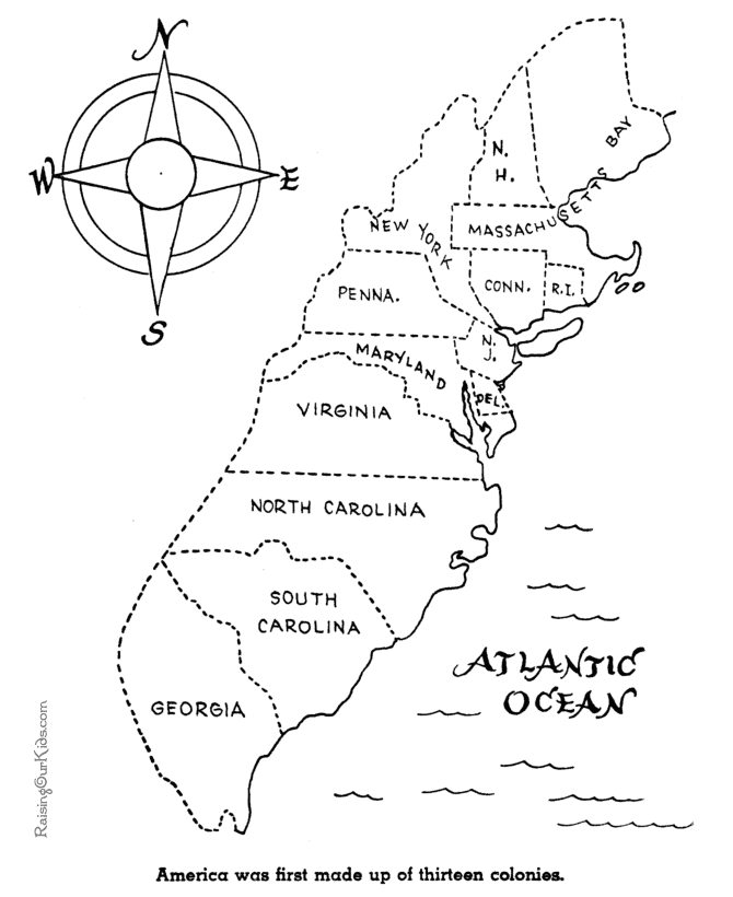 The thirteen colonies history coloring pages for kid thirteen colonies colonies map history activities