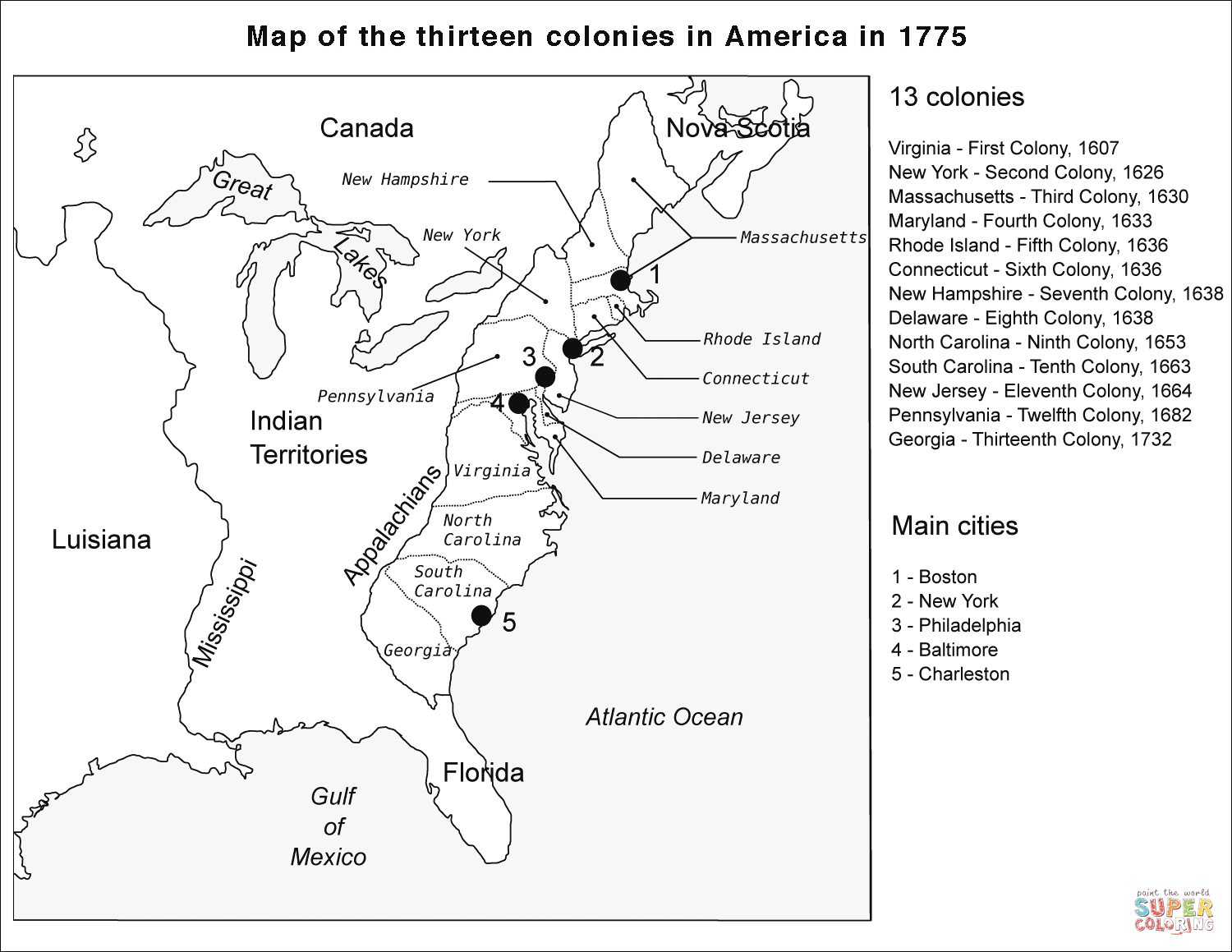 Colonies map coloring page free printable coloring pages
