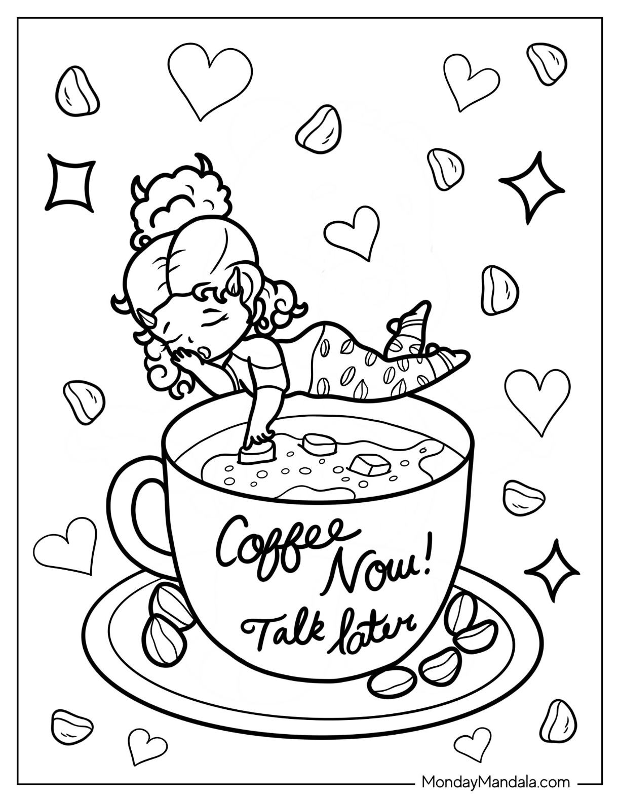 Coffee coloring pages free pdf printables