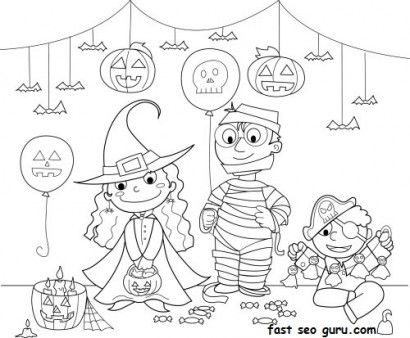 Kids halloween costume party ideas coloring page