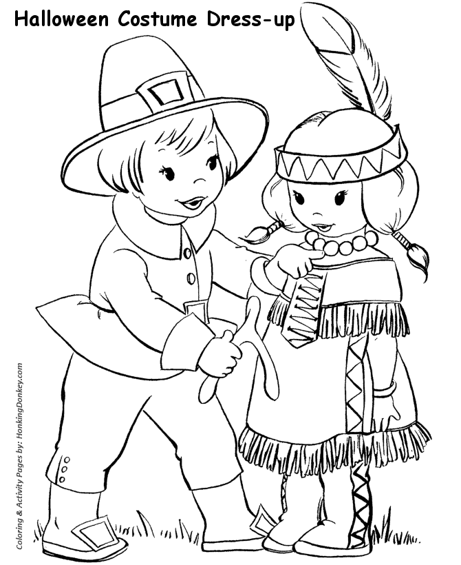 Halloween costume coloring pages