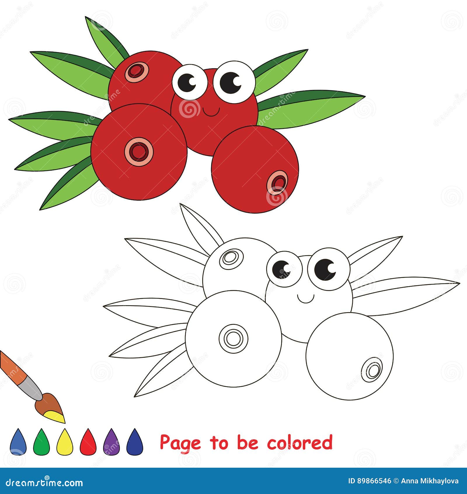 Cranberry cartoon page to be colored stock vector