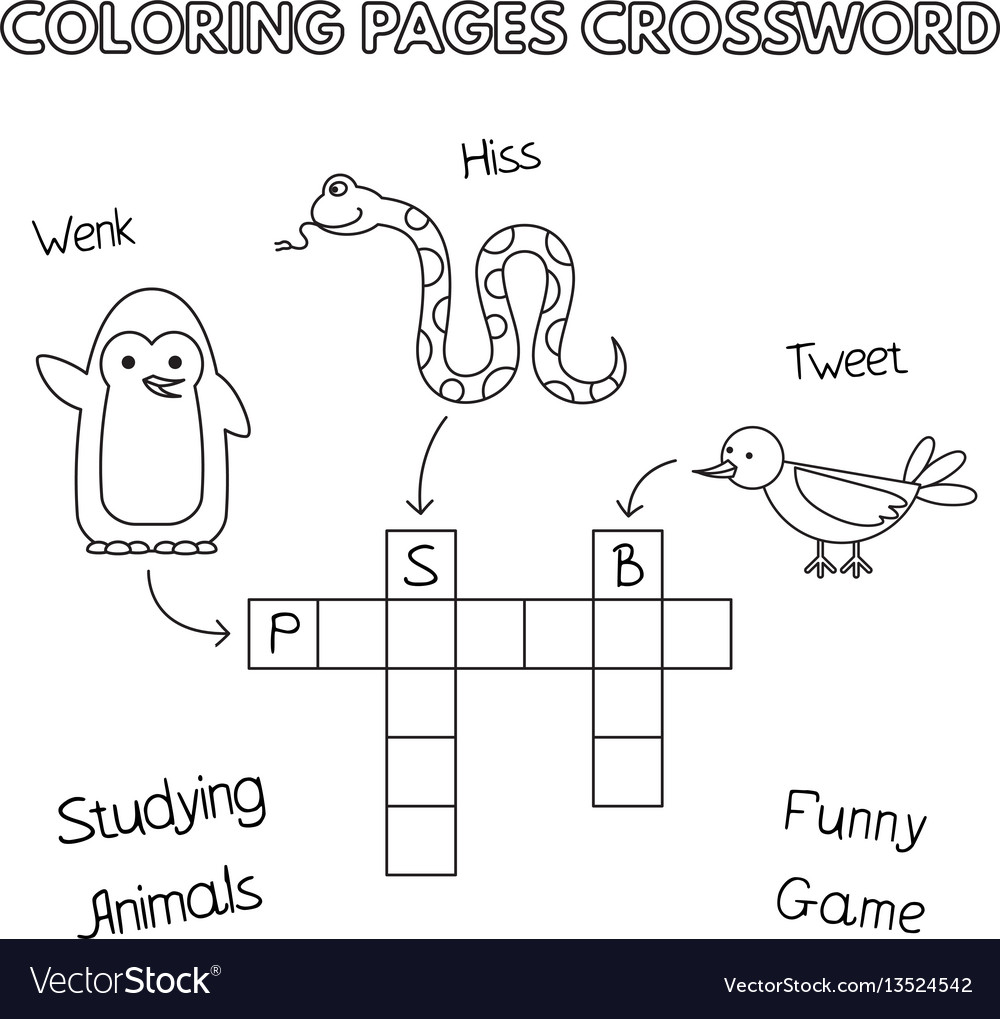 Funny animals coloring book crossword royalty free vector