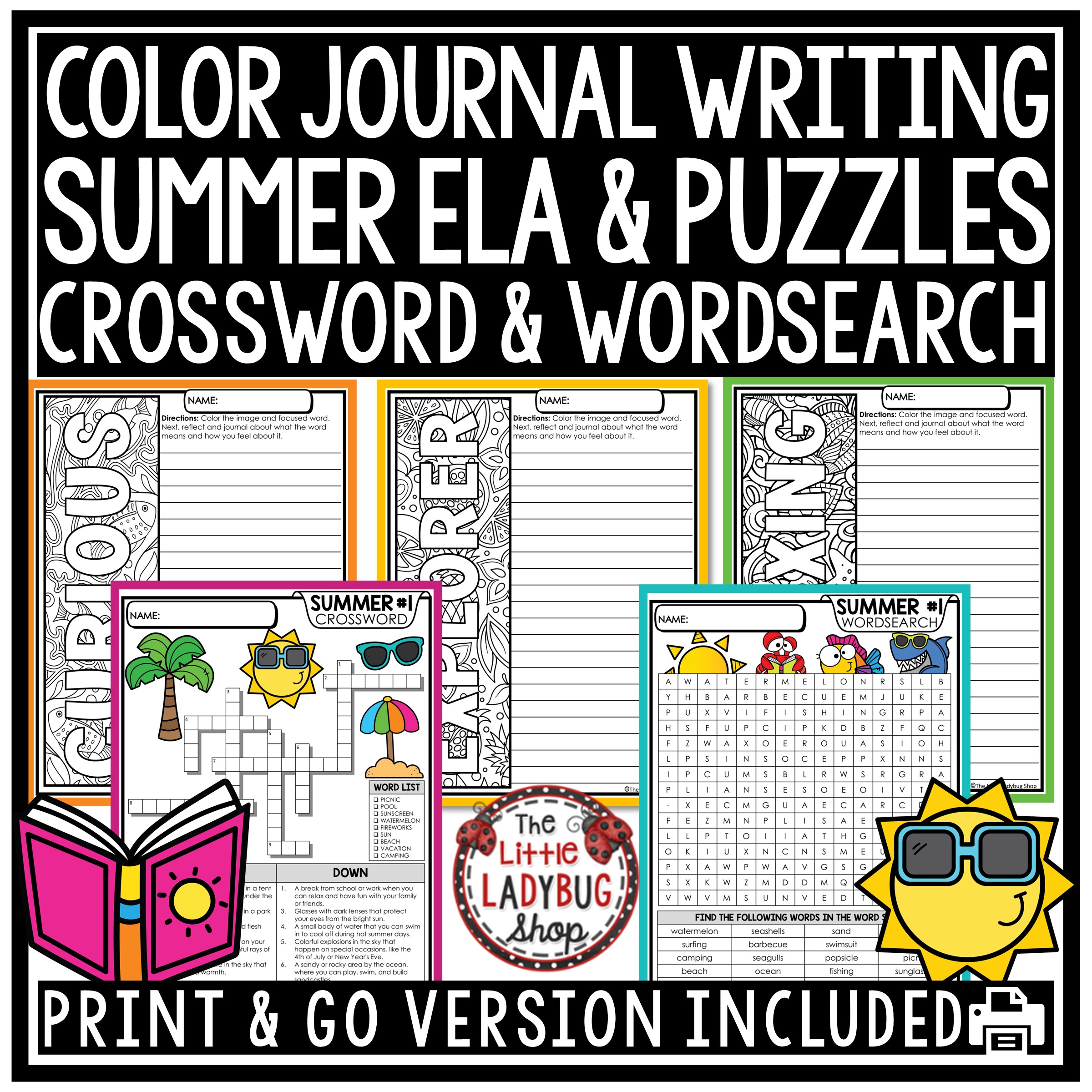 Summer coloring pages crossword puzzles