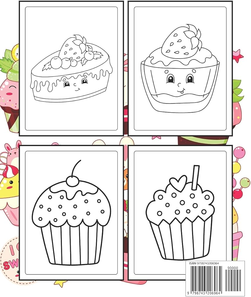 Cupke coloring book for kids kawaii coloring pages for girls and boys filled with cute cupkes donuts ice cream ndy milkshake cookies and many more publishing ronn ke coloring books
