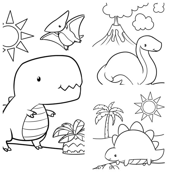 Dinosaur coloring pages adorable dinosaur line art coloring pages