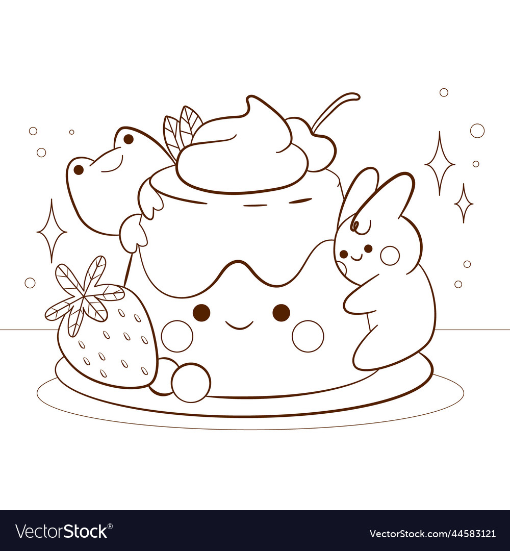 Hand drawn kawaii coloring book royalty free vector image