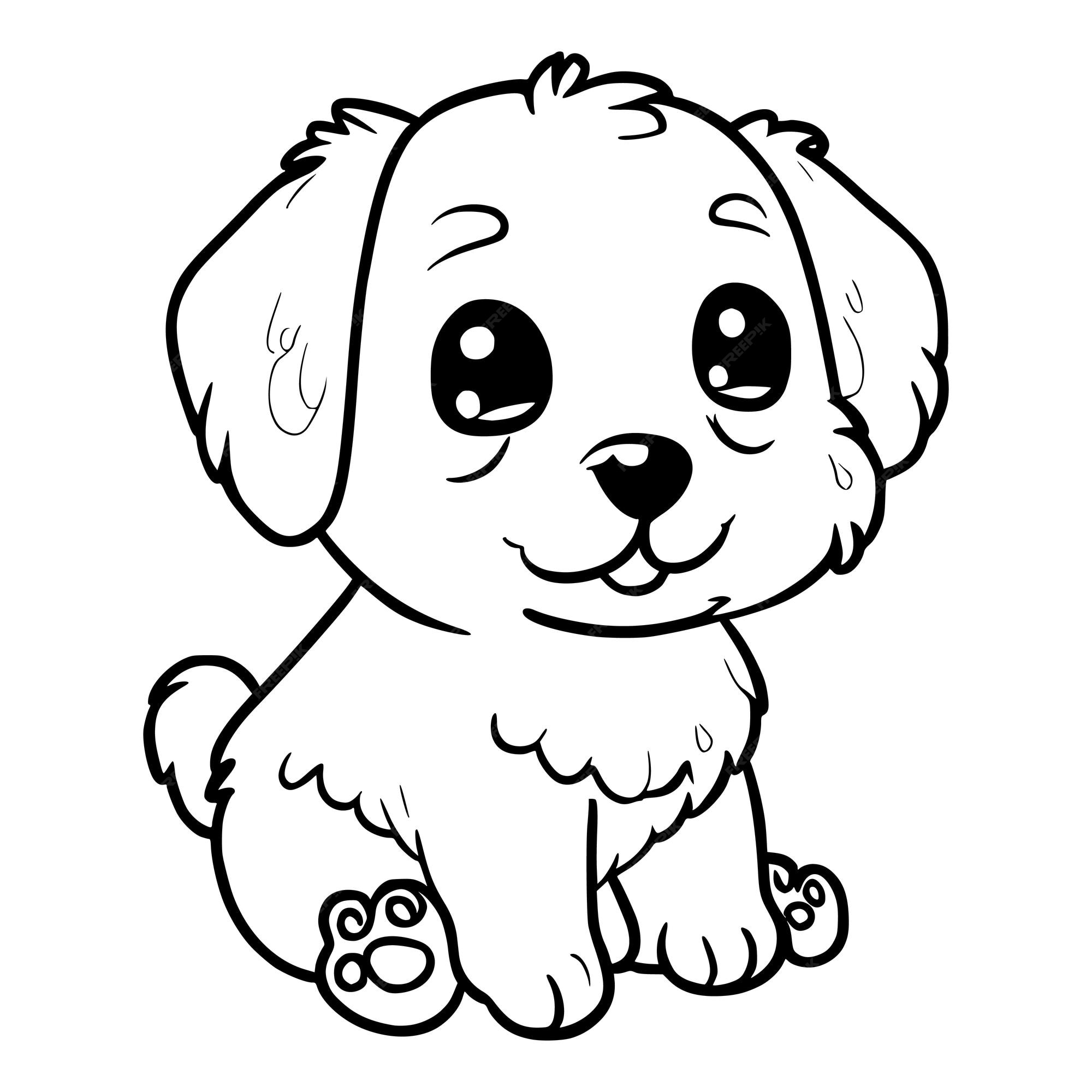 Premium vector cute puppy coloring pages for kids and toddlers
