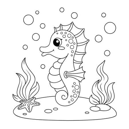 Seahorse coloring page stock illustrations cliparts and royalty free seahorse coloring page vectors