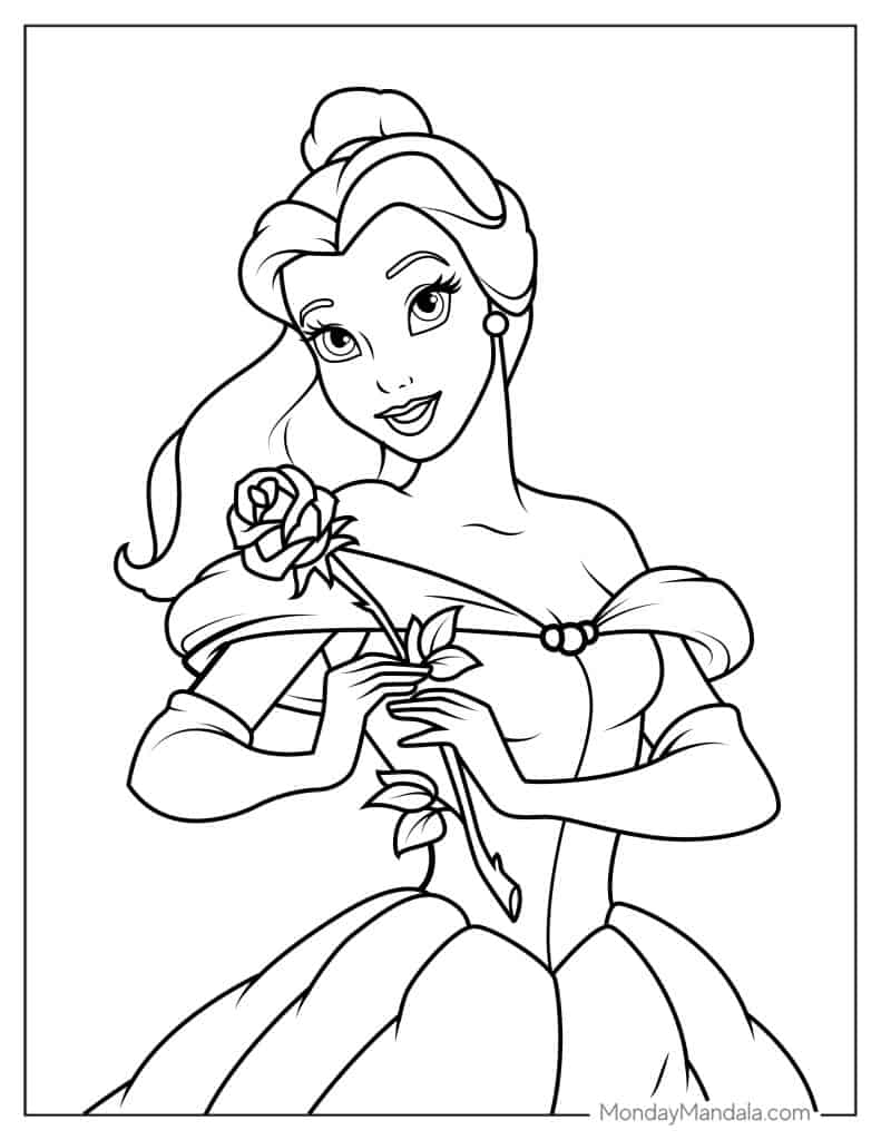 Belle coloring pages free pdf printables