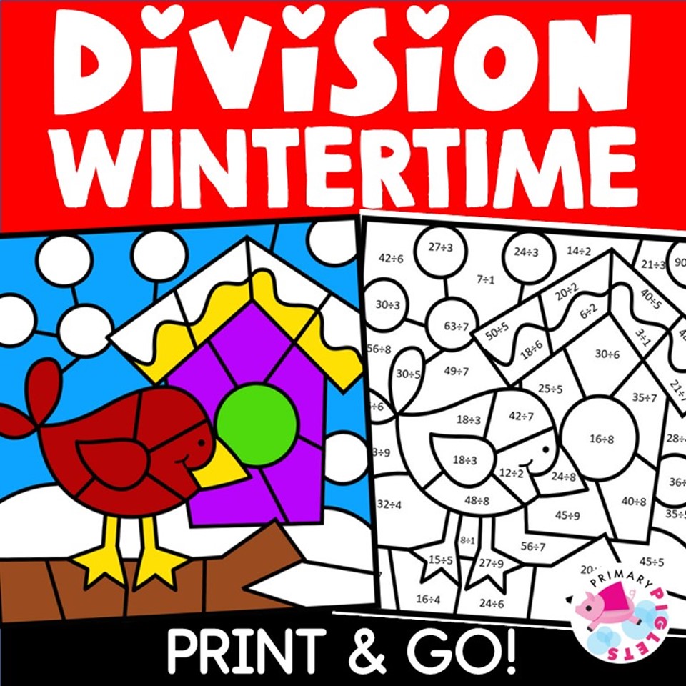 Winter color by number division facts winter color by code division winter coloring pages made by teachers