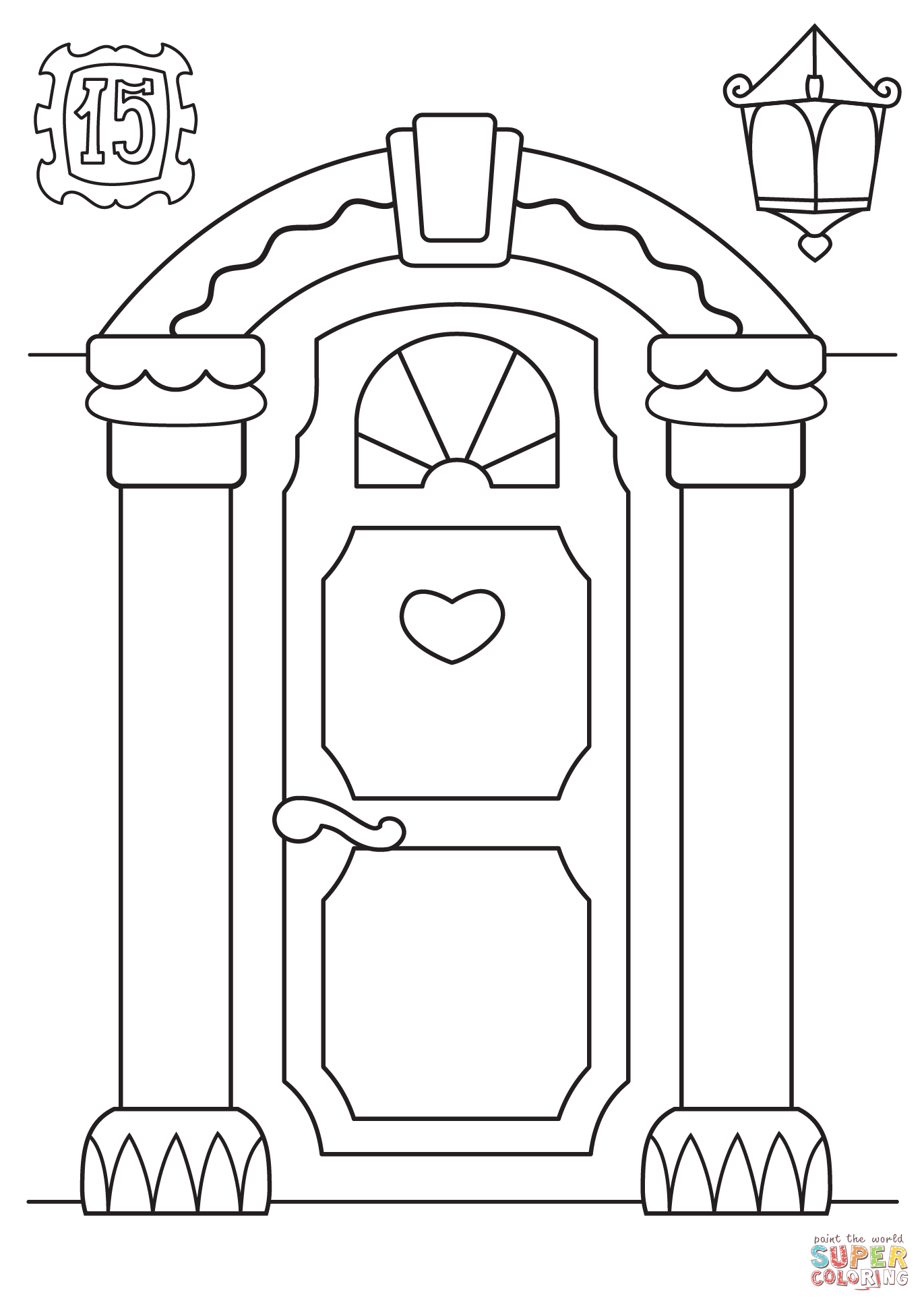 House entry door coloring page free printable coloring pages