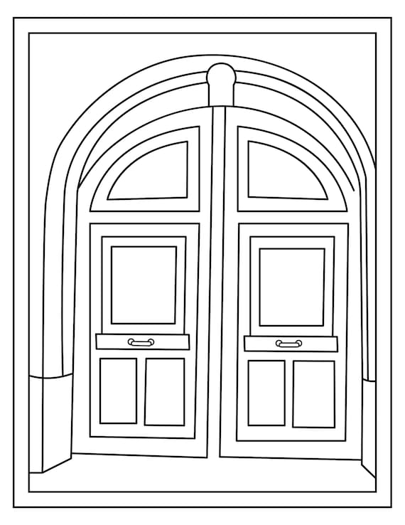 Doors coloring printable pages instant download