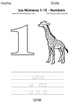 Los numeros coloring pages tpt