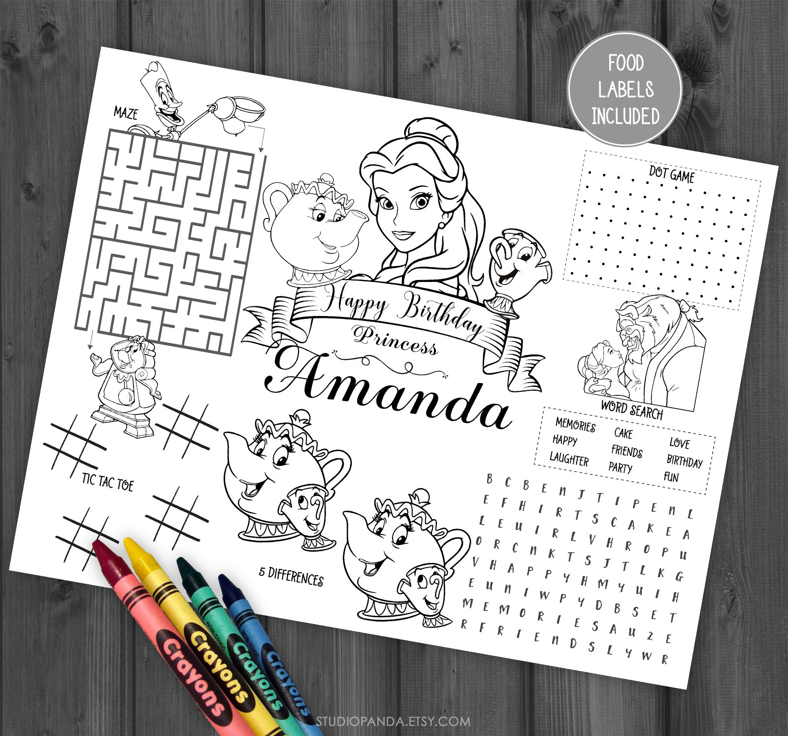Beauty and the beast activity and coloring pages