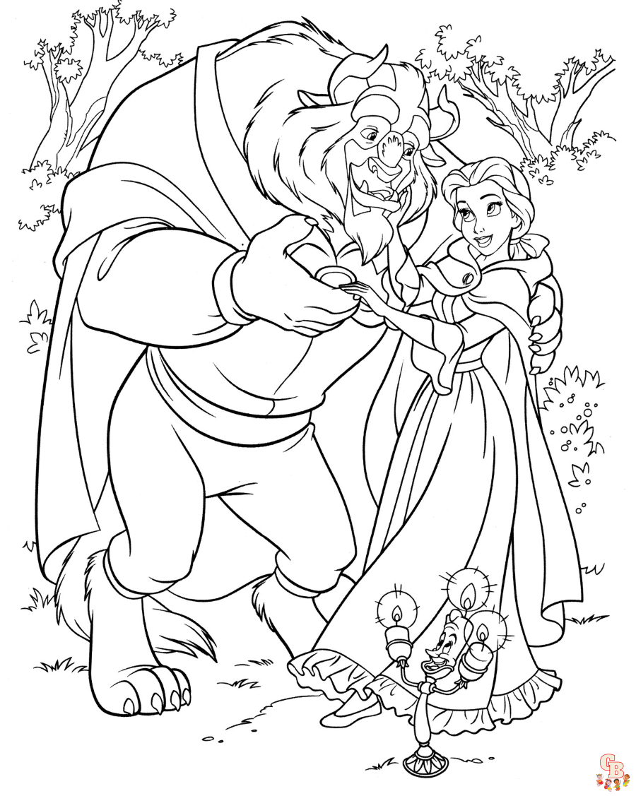 Free printable beauty and the beast coloring pages for kids