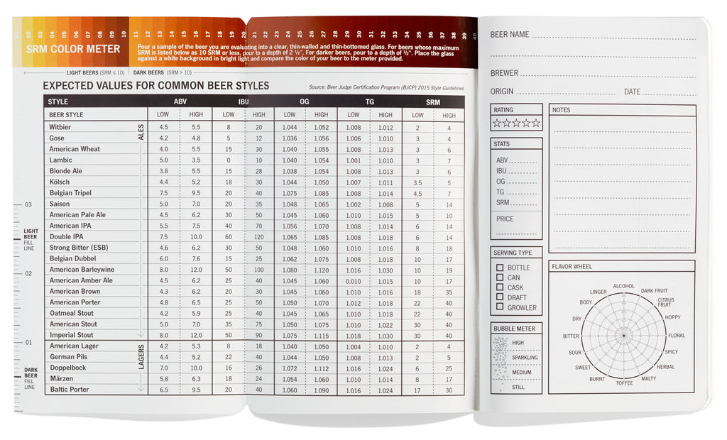 Waterproof professional beer tasting journal