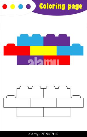Toy blocks in cartoon style coloring page education paper game for the development of children kids preschool activity printable worksheet vector stock vector image art