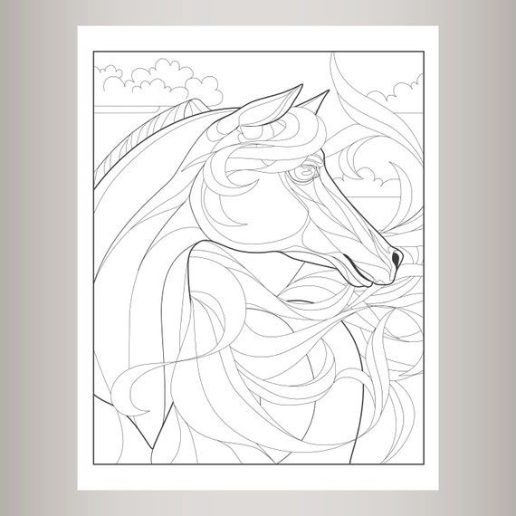 Fire horse coloring page horse flowing horse main horse