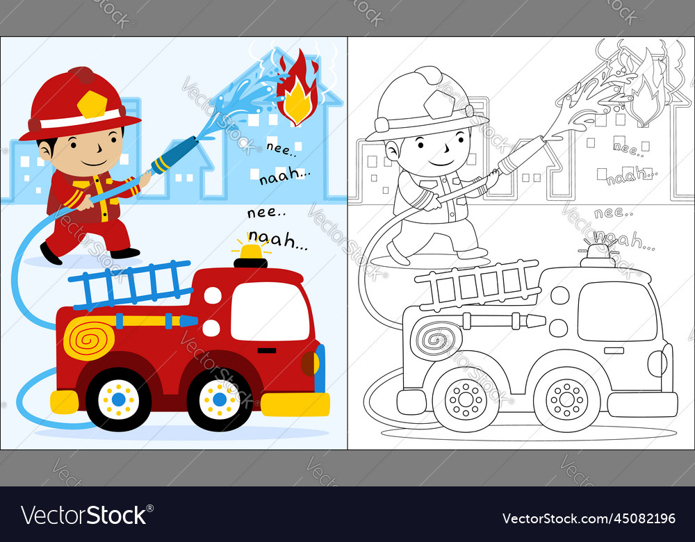 Firefighter hose coloring page vector images