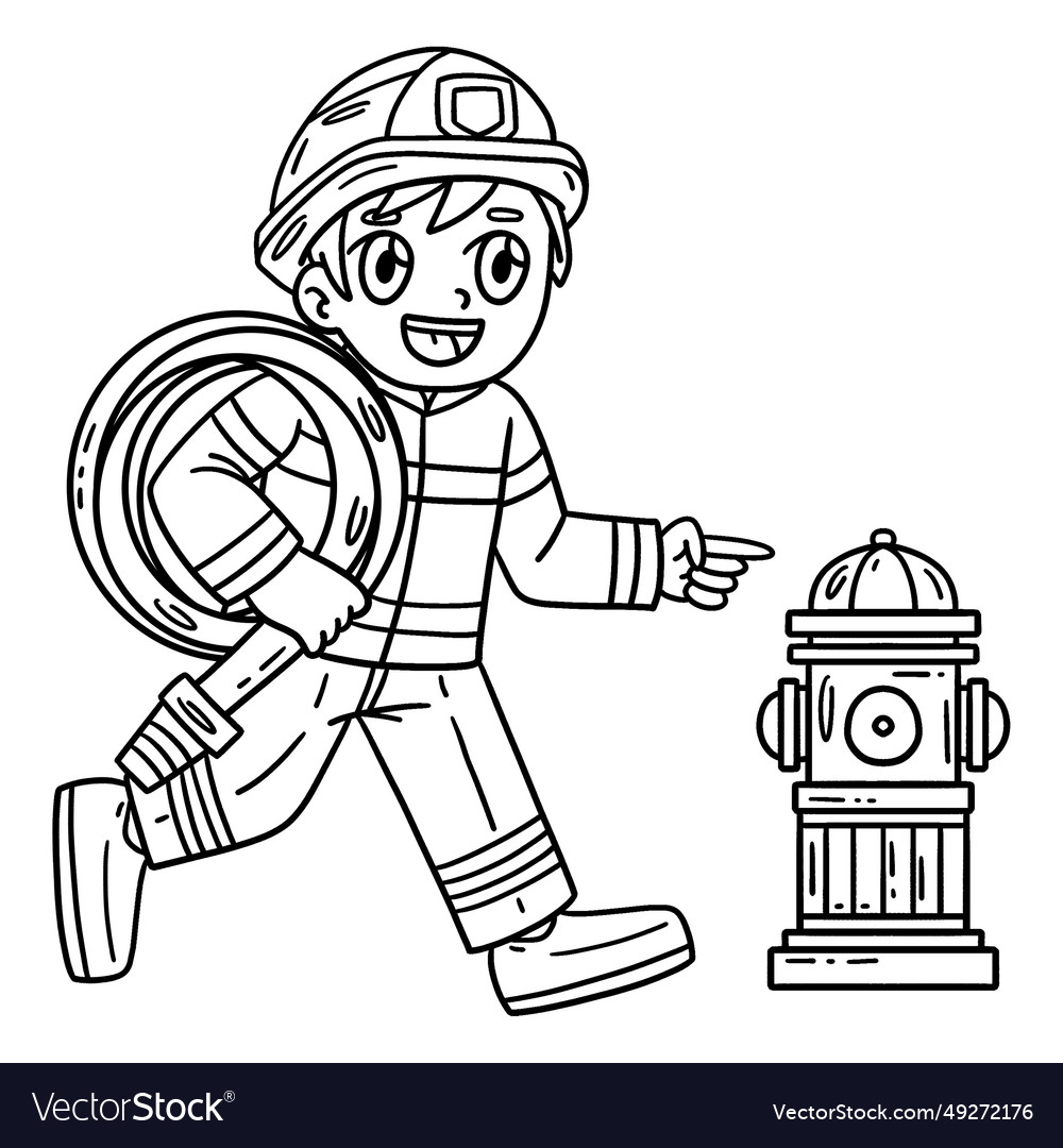 Firefighter hose coloring page vector images