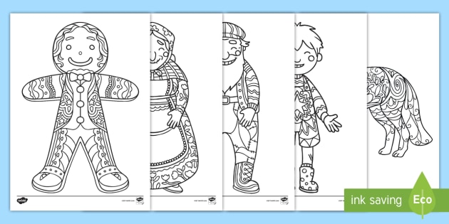 The gingerbread man mindfulness colouring pages