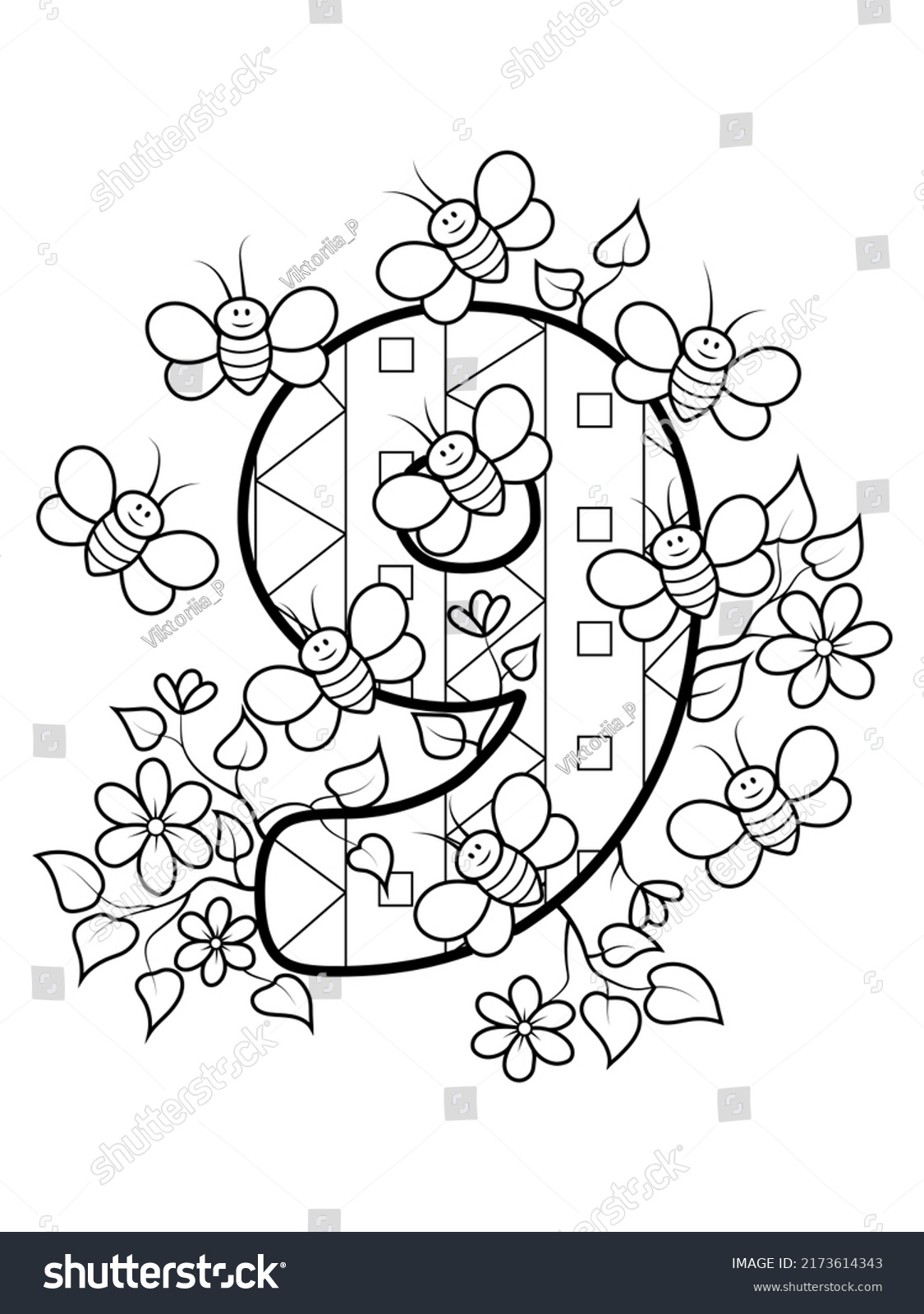 Coloring page numbers education fun childrens stock vector royalty free