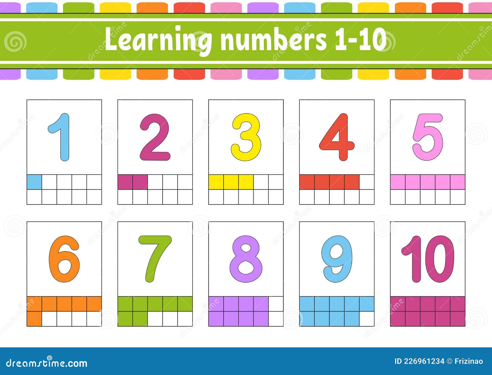 Set flash cards for kids learning numbers