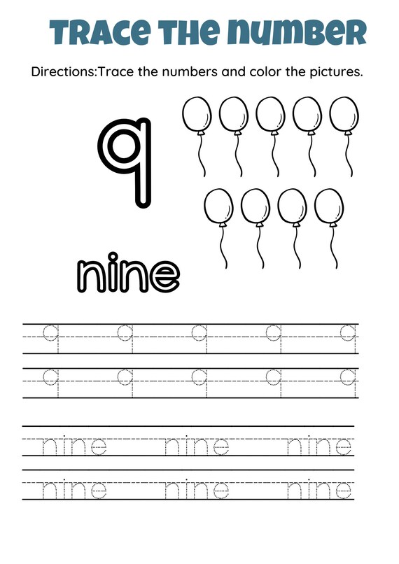 Printable animated trace the numbers