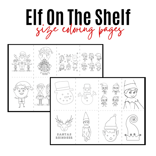 Free printable elf on the shelf sized coloring pages