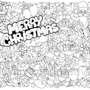 Merry christmas table top coloring page extra large poster large coloring page kids activity coloring coloring banner generic gender neutral