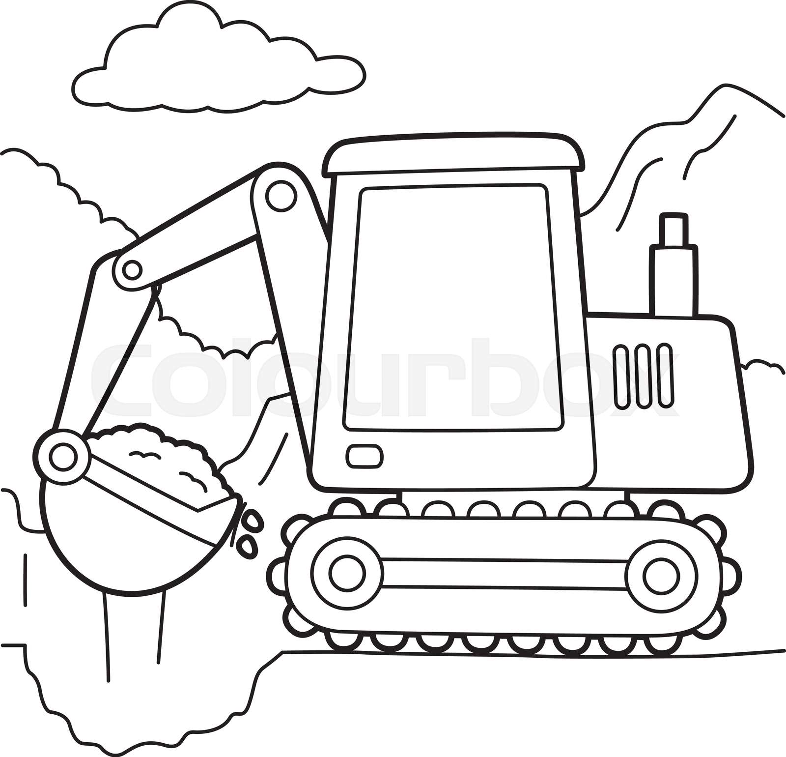 Excavator coloring page stock vector