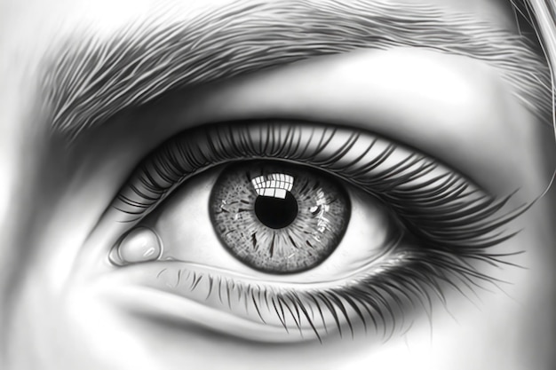 Premium ai image coloring page women eye grayscale