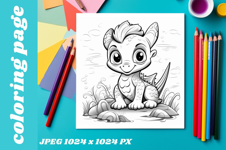 Dragon baby fantasy coloring page