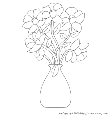 Flowers in vase coloring page