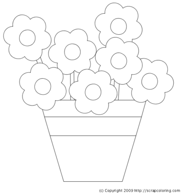 Flowers in vase coloring page