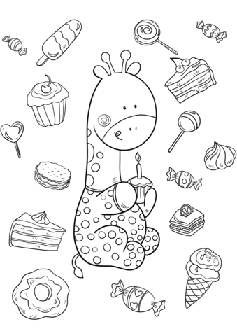 Baby giraffe is one year old coloring page free printable coloring pages