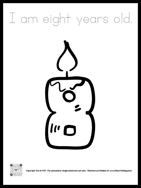 Printable th birthday cake candle coloring page dotted font â the art kit