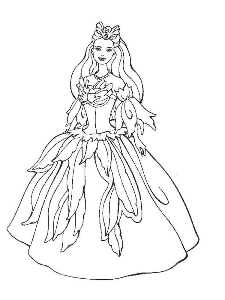 Barbie in a gown coloring page