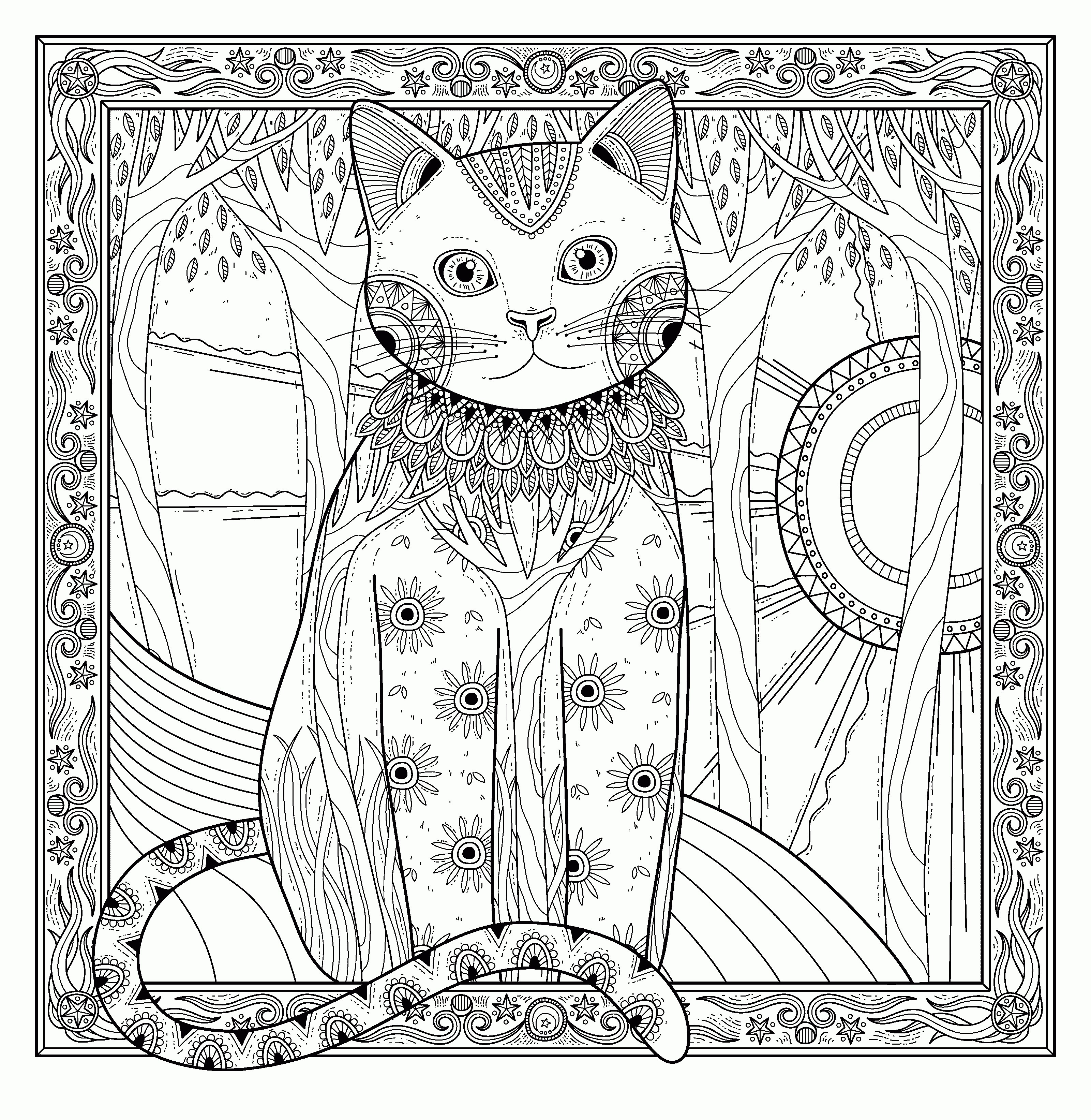 Cat coloring pages for adults