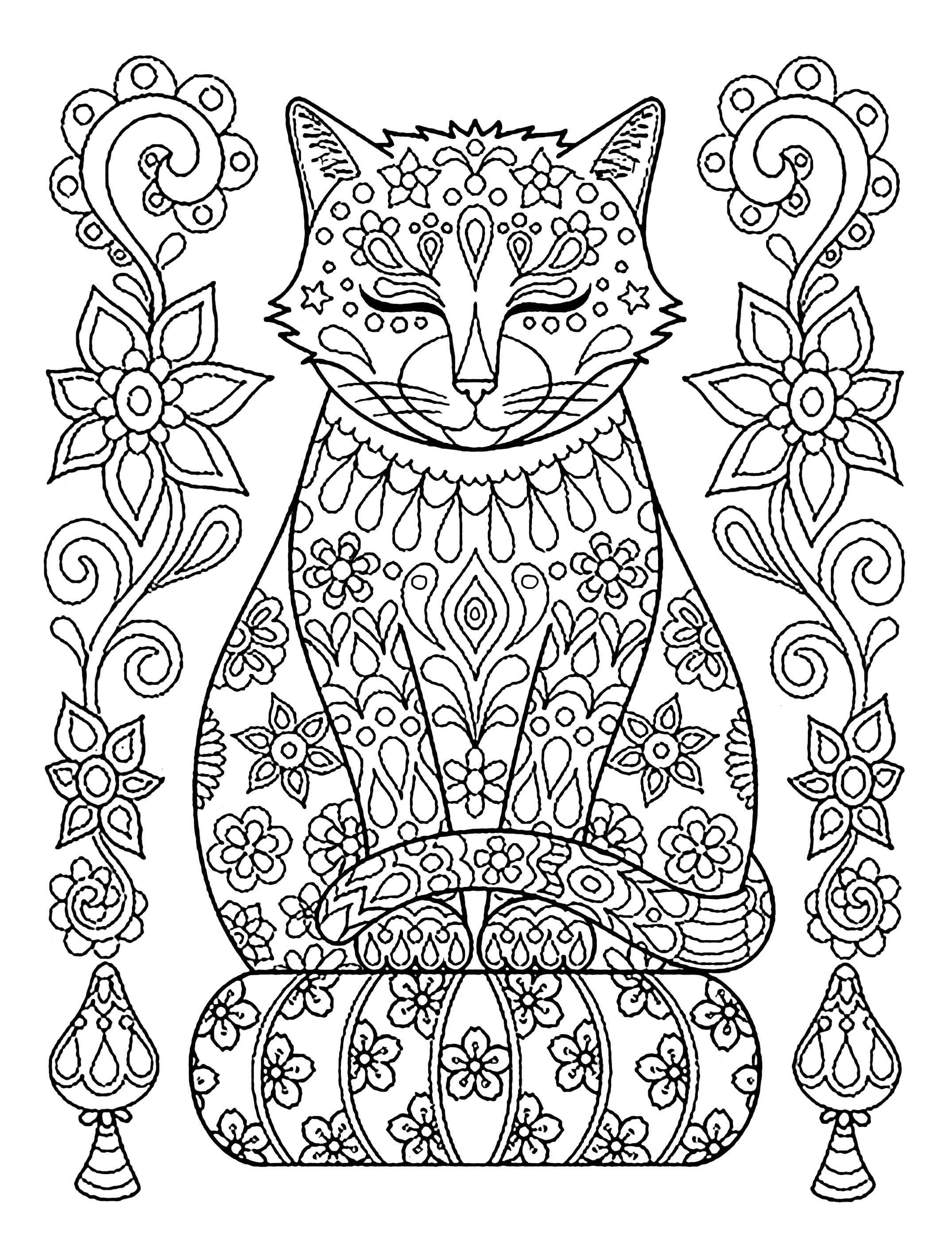 Cats coloring pages for adults
